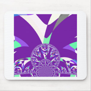 Retro Blue Cyan Kaleidoscope Art Print Mouse Pad