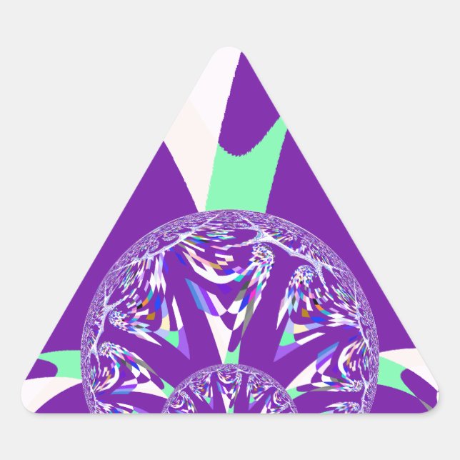 Retro Blue Cyan Kaleidoscope Art Print Triangle Sticker (Front)