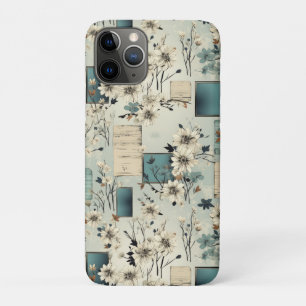 Retro Blue Film White Flower Ephemera iPhone 11 Pro Case