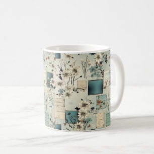 Retro Blue Film White Flower Ephemera Coffee Mug