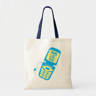 Retro Blue Flip Phone T-Shirt Tote Bag