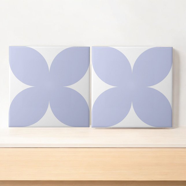 Retro Blue Floral Petal Mid Century Modern Design Ceramic Tile (Creator Uploaded)