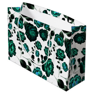 retro blue flower garden vintage pattern unique large gift bag