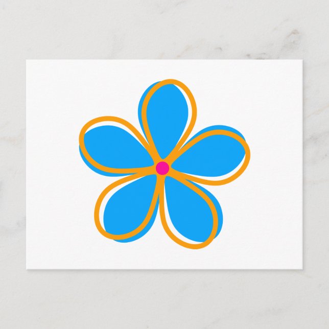 Retro Blue Flower Postcard (Front)