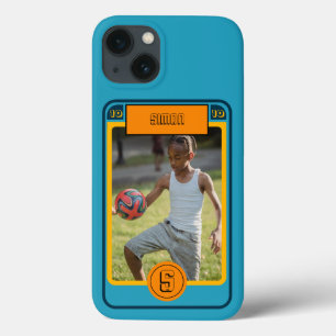 Retro Blue Football Card inspired iPhone 13 Case