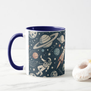Retro Blue Galaxy Exploration Mug