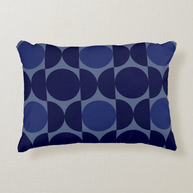 Retro Blue Geometric Decorative Cushion (Front)