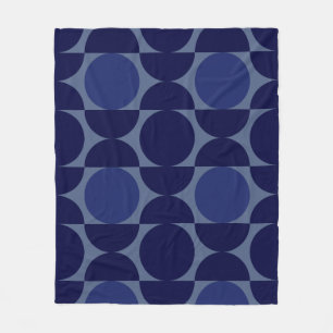 Retro Blue Geometric Fleece Blanket