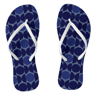 Retro Blue Geometric Thongs
