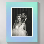 Retro Blue Green Gradient Custom Wedding Photo Canvas Photo Tile<br><div class="desc">Capture your special memories in style with this retro-inspired photo tile wall art, featuring a groovy, gradient background that adds a unique and nostalgic touch to your favourite photos. This piece is perfect for newlyweds, anniversaries, or any cherished moments, with a vibrant yet minimalist design that complements modern and vintage...</div>