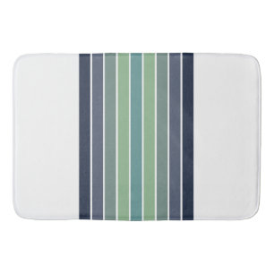 Retro Blue & Green Surfboard Striped  Bath Mat