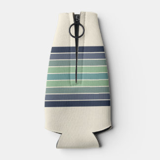 Retro Blue & Green Surfboard Striped Bottle Cooler