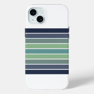 Retro Blue & Green Surfboard Striped iPhone 15 Mini Case