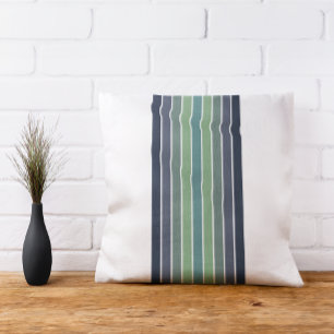 Retro Blue & Green Surfboard Striped  Cushion