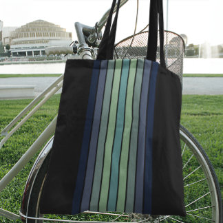 Retro Blue & Green Surfboard Striped Tote Bag