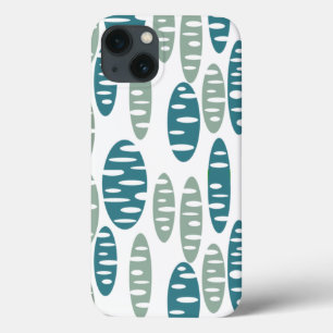Retro Blue Holey Ovals iPhone 13 Case