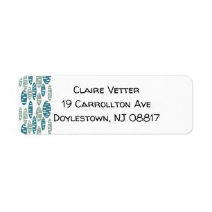 Retro Blue Holey Ovals  Return Address Label