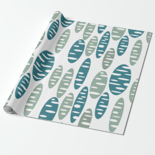 Retro Blue Holey Ovals Wrapping Paper