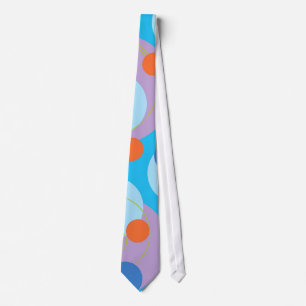 Retro Blue Ice Orange Polka Dots Tie