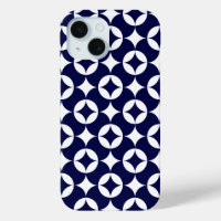 Retro Blue Interlocking Circles Geometric Pattern