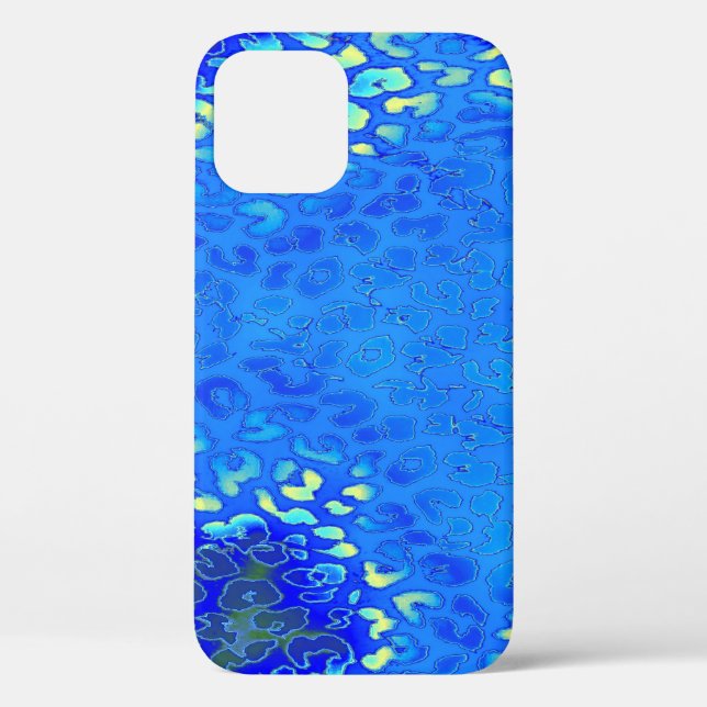 Retro Blue Leopard Print Skin Case-Mate iPhone Case (Back)