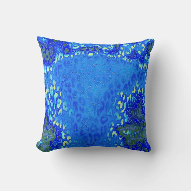 Retro Blue Leopard Print Skin Cushion (Front)