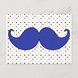 Retro Blue Moustache Moustache Postcard