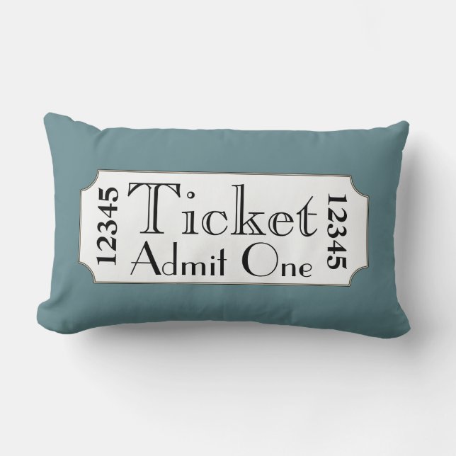 Retro Blue Movie Ticket Cinema Pillow (Front)