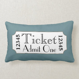 Retro Blue Movie Ticket Cinema Pillow