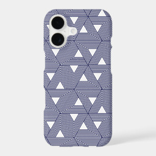 Retro Blue Navy Japan Triangle Geometric Pattern