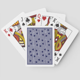 Retro Blue Navy Japan Triangle Geometric Pattern Playing Cards