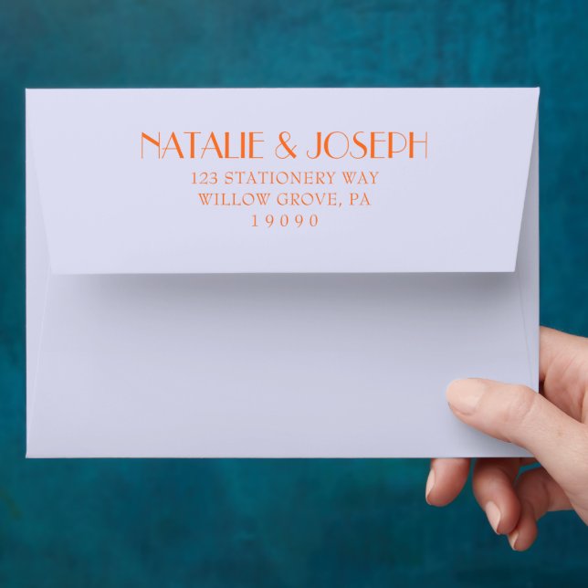 Retro Blue Orange Colourful Bright Unique Wedding Envelope (Hand)