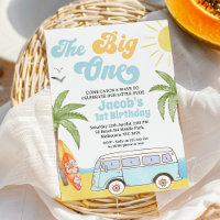 Retro Blue Orange Surfer The Big One 1st Birthday