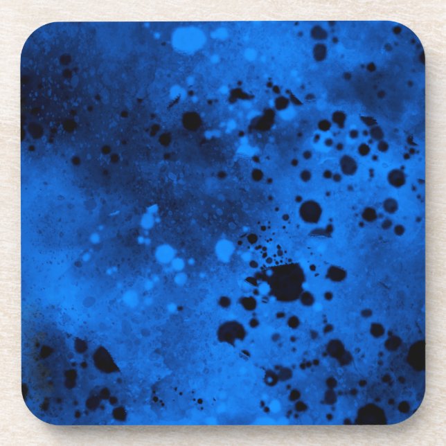 Retro Blue Paint Splatter Plastic  Coaster (Front)