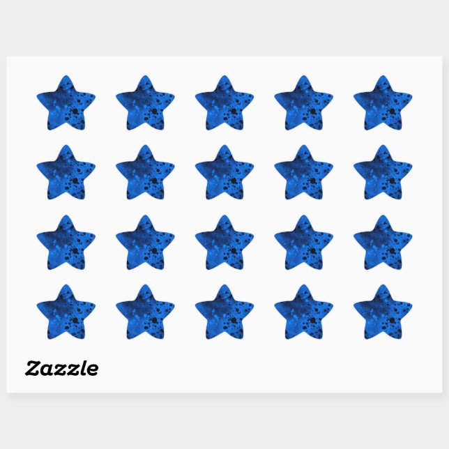 Retro Blue Paint Splatter Star Sticker (Sheet)