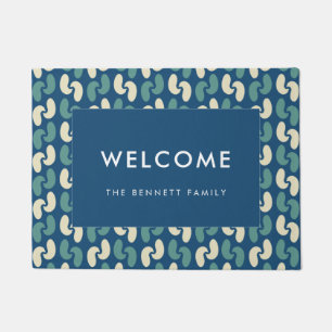 Retro blue pattern doormat