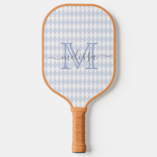 Retro Blue Pink Diamond Shape Pattern Pickleball Paddle