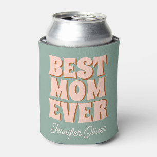 Retro Blue Pink Funny  Mothers Day  Can Cooler