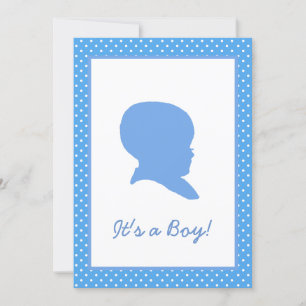 Retro Blue Polka Dot Baby Announcement