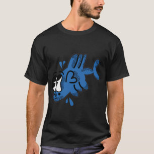Retro Blue Pop Art Fish Cute Comic Style Cartoon S T-Shirt