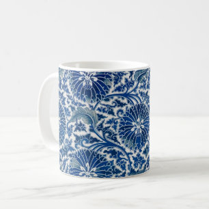 Retro Blue Poppy Chinoiserie Coffee Mug
