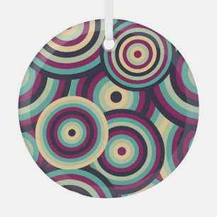 Retro blue-purple discs, abstract pattern. glass tree decoration