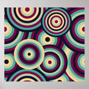Retro blue-purple discs, abstract pattern. poster