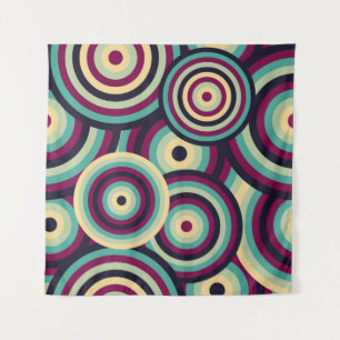 Retro blue-purple discs, abstract pattern. tapestry
