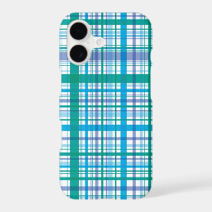 Retro Blue Purple Plaid Checks Pattern Case