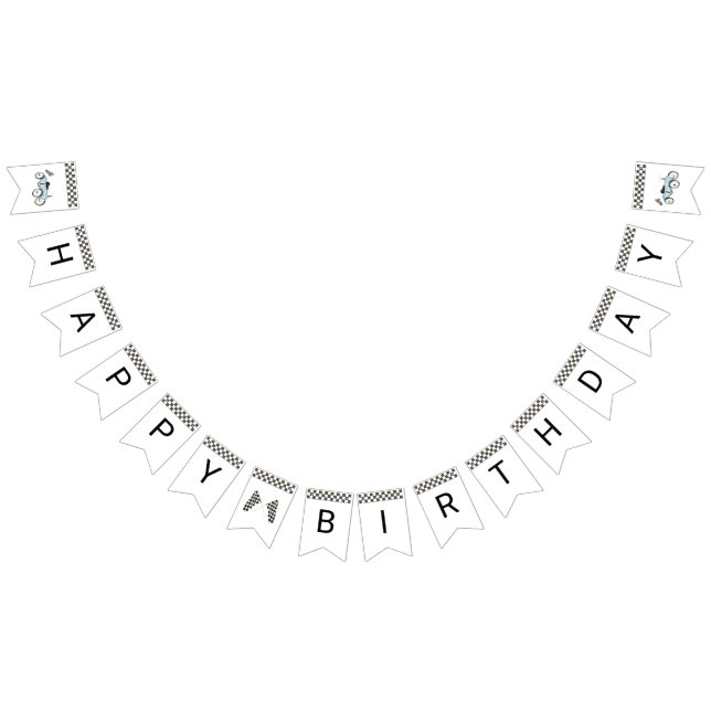 Retro Blue Race Car Ride-On Bunting Flags (All)