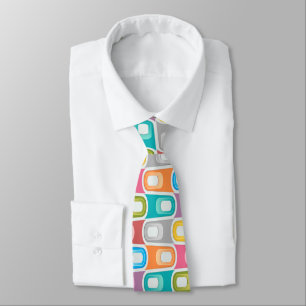 retro Blue rainbow abstract rockabilly neck tie