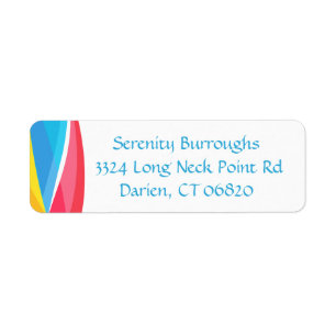 Retro Blue Rainbow Wave Modern Red Yellow Return Address Label