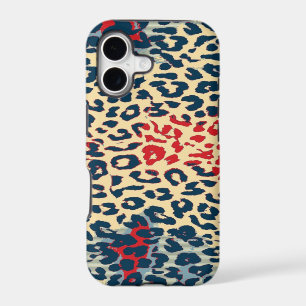 Retro Blue Red Leopard Print Skin