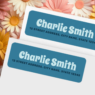 Retro blue return address label